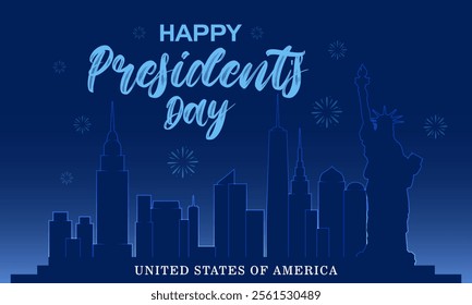 Happy Presidents Day Celebration with American Flag, Patriotic Presidents Day Greeting Card, United States President's Day Holiday Banner