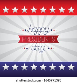 happy presidents day celebration poster with lettering and flag vector illustration design
