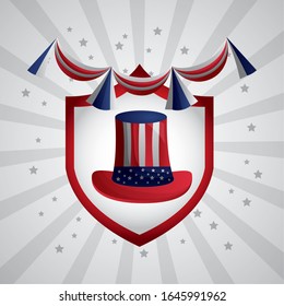 happy presidents day celebration poster with uncle sam hat vector illustration design