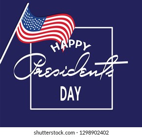 Happy Presidents Day Collection of Greating Card, Banner, Poster, Flat Design with American Flag, Hat, American Flag and Blue Background. Vector illustration. 
