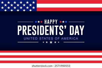 Happy Presidents day concept made from American flag theme and the text on dark blue background. happy president day banner for social media post