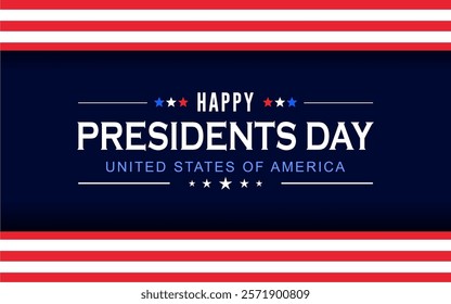 Happy Presidents day concept made from American flag theme and the text on dark blue background. happy president day banner for social media post