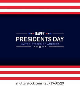 Happy Presidents day concept made from American flag theme and the text on dark blue background. happy president day banner for social media post