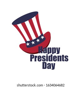 Happy President's day design background with uncle Sam hat. Handwritten lettering.