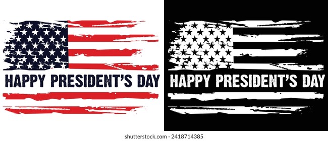 Happy President's Day Distressed Usa American Flag New Design For T Shirt Poster Banner Backround Print Vector Eps Illustrations Template.