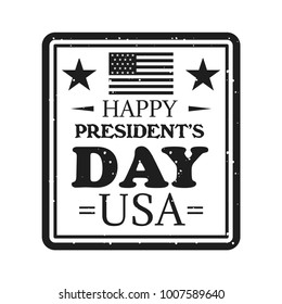 Happy presidents day emblem in vintage monochrome style
