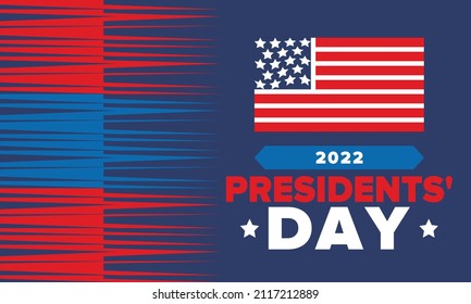 Happy President's day in February. Celebrated in United States. Washington's Birthday. Federal holiday in America. Patriotic american vector illustration. Poster, banner and background