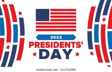 Happy President's day in February. Celebrated in United States. Washington's Birthday. Federal holiday in America. Patriotic american vector illustration. Poster, banner and background