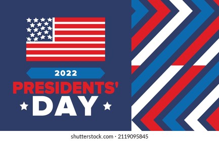 Feliz día del presidente en febrero. Celebrado en Estados Unidos. Cumpleaños de Washington. Festividad federal en Estados Unidos. Ilustración vectorial patrioamericana. Afiche, pancarta y antecedentes