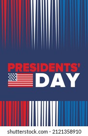 Happy President's day in February. Celebrated in United States. Washington's Birthday. Federal holiday in America. Patriotic american vector illustration. Poster, banner and background