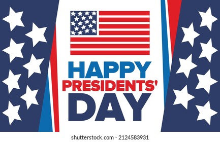Happy President's day in February. Celebrated in United States. Washington's Birthday. Federal holiday in America. Patriotic american vector illustration. Poster, banner and background