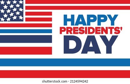 Happy President's day in February. Celebrated in United States. Washington's Birthday. Federal holiday in America. Patriotic american vector illustration. Poster, banner and background