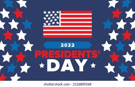 Happy President's day in February. Celebrated in United States. Washington's Birthday. Federal holiday in America. Patriotic american vector illustration. Poster, banner and background