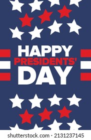Happy President's day in February. Celebrated in United States. Washington's Birthday. Federal holiday in America. Patriotic american vector illustration. Poster, banner and background