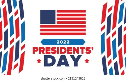 Happy President's day in February. Celebrated in United States. Washington's Birthday. Federal holiday in America. Patriotic american vector illustration. Poster, banner and background