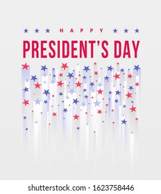 Happy Presidents Day. Festive banner with american style stars and text. Vector illustration. Creative Beautiful USA Stars template background. United state of America, US design. Poster design