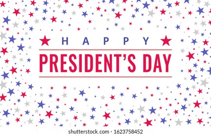 Happy Presidents Day. Festive banner with american style stars and text. Vector illustration