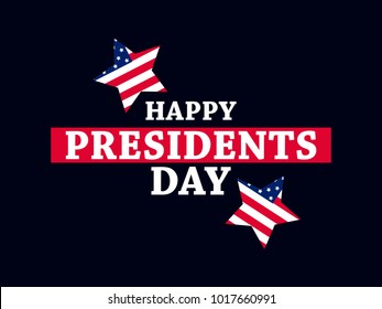 Happy Presidents Day. Festive illustration for greeting card and poster. Usa flag. Typography design. Vector