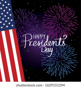 happy presidents day with flag usa vector illustration design