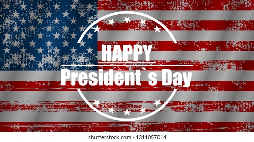 Happy Presidents day in flat design, vector illustration
