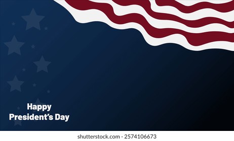 Happy President's Day Graphic Illustration Background, with dark blue theme and American flag and star silhouette, Copy Space Area. Suitable to be placed on content with that theme