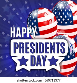 Happy Presidents Day. Presidents day illustration design with balloon with american flag. Vector background.