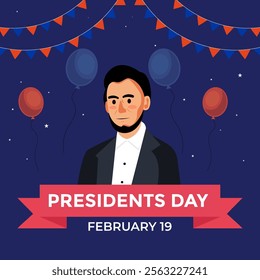 happy presidents day illustration in flat design style