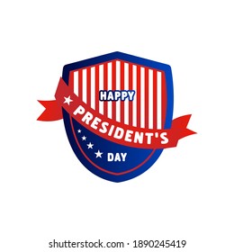Happy president's day label shield design vector on white background