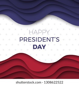 happy presidents day modern banner template. realistic 3d paper cut vector illustration. easy to edit and customize. eps 10