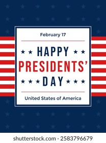 Happy Presidents' Day poster background on dark blue