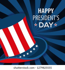 Happy President's day poster design with uncle Sam hat. Vector Illustration