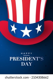 Happy President's day poster. Design with uncle Sam hat. National holiday in the USA. Stock vector banner.