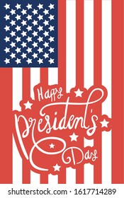 happy presidents day poster with usa flag vector illustration design