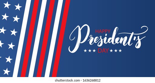 Happy Presidents day Poster. Vector americans holiday illustration. Sale banner illustration with american flag