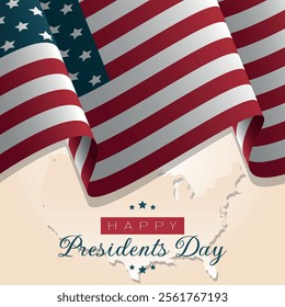 Happy Presidents Day Poster. The waving American flag