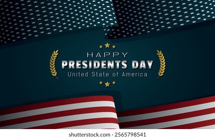 Happy Presidents Day Poster. The wavy USA flag