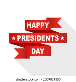 Happy Presidents Day red ribbon with text. Vector illustration. Festive ribbon of the President's Day