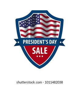 Happy President's Day Sale emblem with anerican flag