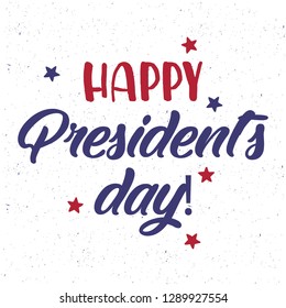 Happy Presidents Day with stars. Vector illustration Hand drawn text lettering for Presidents day in USA.Calligraphic design for print greetings card, sale banner, poster. 