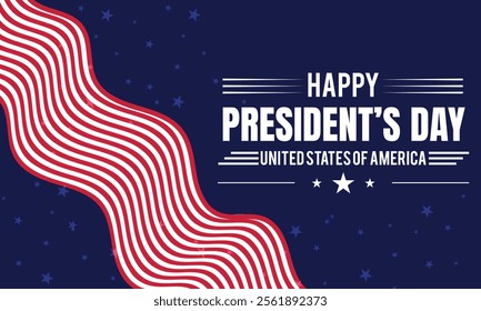 Happy Presidents Day with stars,ribbon and american flag.In February in United States and Canada.Poster, card, banner,template,background. Vector illustration.
