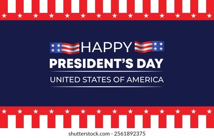 Happy Presidents Day with stars,ribbon and american flag.In February in United States and Canada.Poster, card, banner,template,background. Vector illustration.
