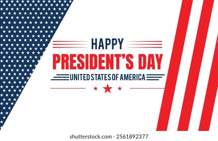 Happy Presidents Day with stars,ribbon and american flag.In February in United States and Canada.Poster, card, banner,template,background. Vector illustration.
