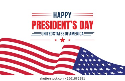 Happy Presidents Day with stars,ribbon and american flag.In February in United States and Canada.Poster, card, banner,template,background. Vector illustration.
