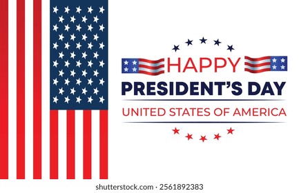 Happy Presidents Day with stars,ribbon and american flag.In February in United States and Canada.Poster, card, banner,template,background. Vector illustration.
