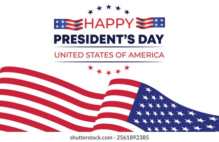 Happy Presidents Day with stars,ribbon and american flag.In February in United States and Canada.Poster, card, banner,template,background. Vector illustration.
