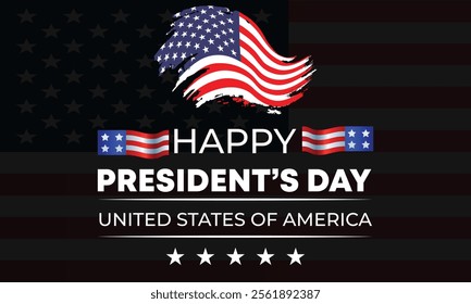 Happy Presidents Day with stars,ribbon and american flag.In February in United States and Canada.Poster, card, banner,template,background. Vector illustration.
