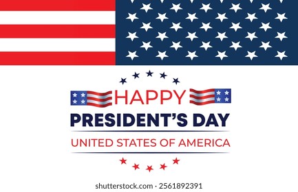 Happy Presidents Day with stars,ribbon and american flag.In February in United States and Canada.Poster, card, banner,template,background. Vector illustration.
