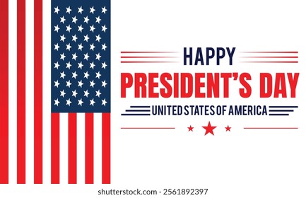 Happy Presidents Day with stars,ribbon and american flag.In February in United States and Canada.Poster, card, banner,template,background. Vector illustration.
