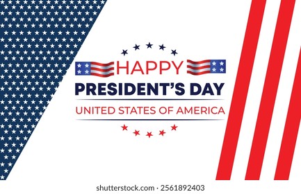 Happy Presidents Day with stars,ribbon and american flag.In February in United States and Canada.Poster, card, banner,template,background. Vector illustration.
