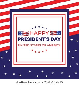 Happy Presidents Day with stars,ribbon and american flag.In February in United States and Canada.Poster, card, banner,template,background. Vector illustration.